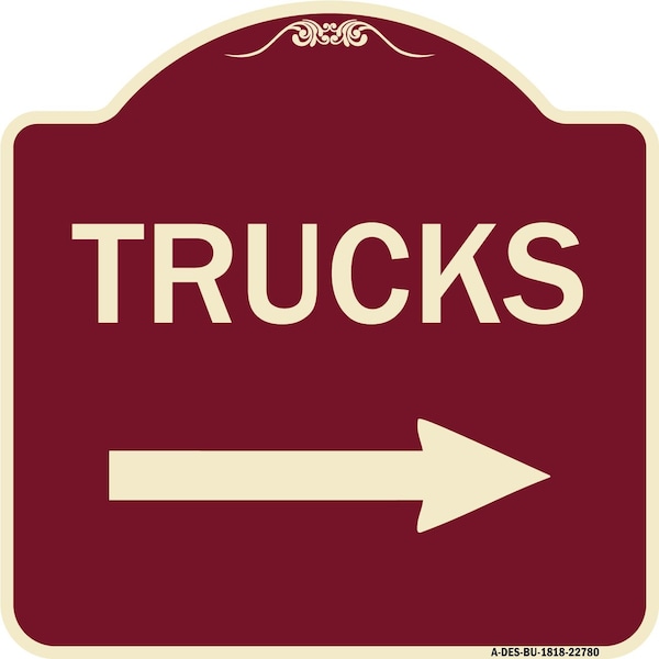 Signmission Trucks Trucks With Right Arrow Heavy-Gauge Aluminum Architectural Sign, 18" x 18", BU-1818-22780 A-DES-BU-1818-22780 - main